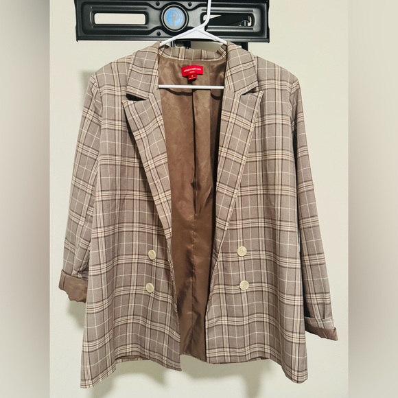 urban threads Jackets & Blazers - Chic Plaid Blazer in Beige